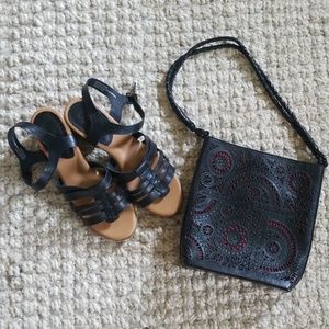 Leather vintage cutout shoulder bag